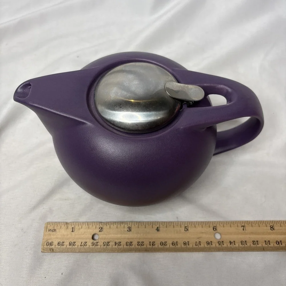 Zero Japan Ceramic Universal Teapot Purple Matte Finish Stainless Steel Lid Read